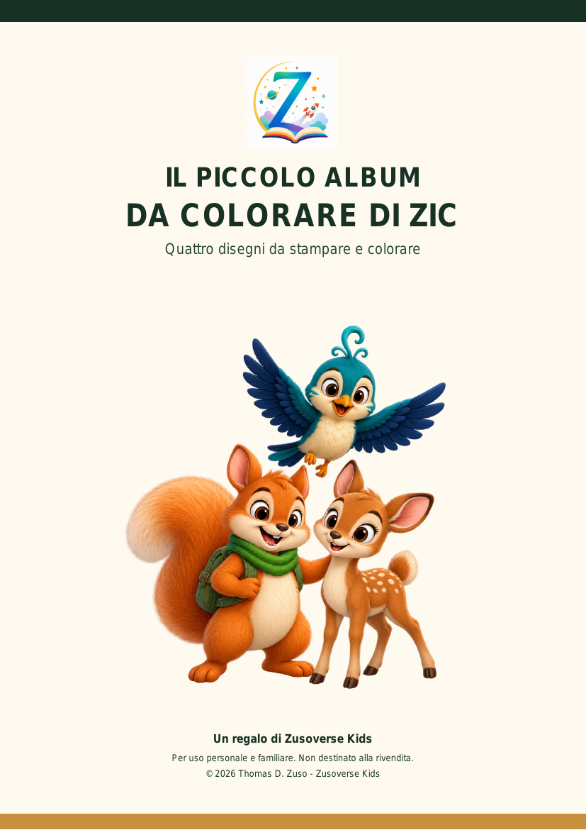 Copertina del piccolo album da colorare di Zic
